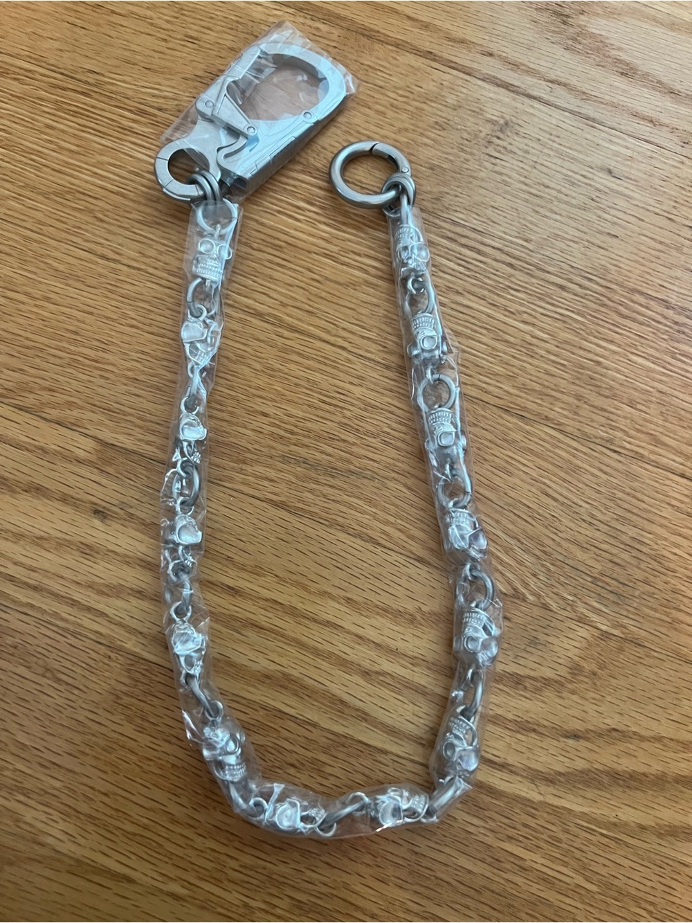 skull-silver wallet key chain